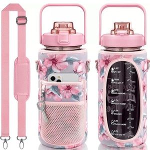 half gallon water bottle with sleeve 64 oz water bottle and phone holder